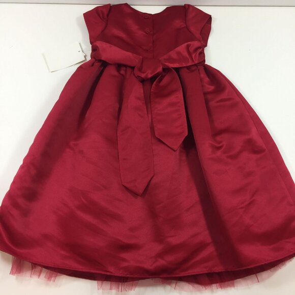 Marmellata Girl's Red Dress Rosette Tulle Underlay Fancy Party Holiday Size 4T - Picture 11 of 16